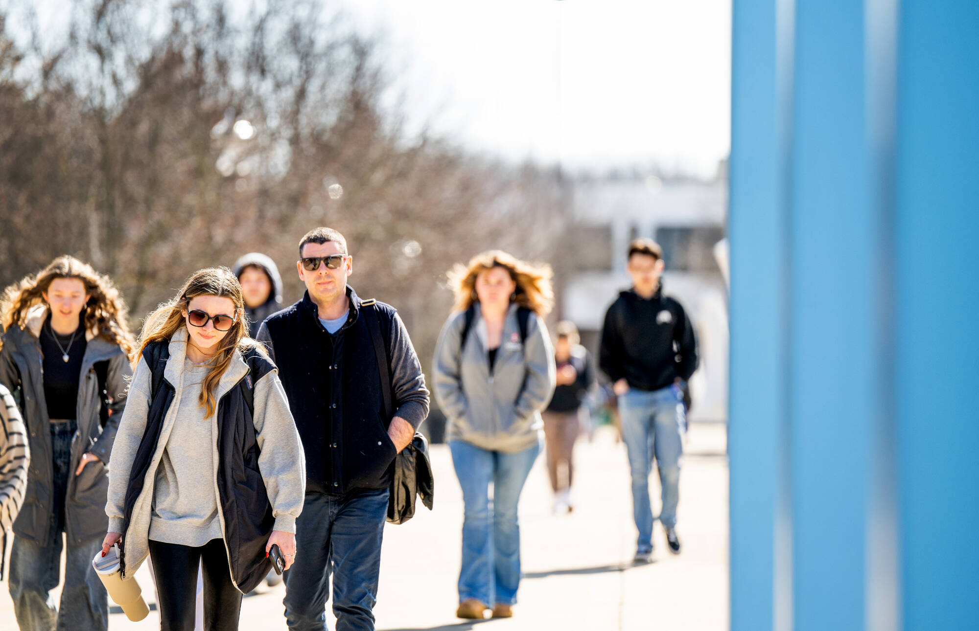 Students walking on the campus of GVSU